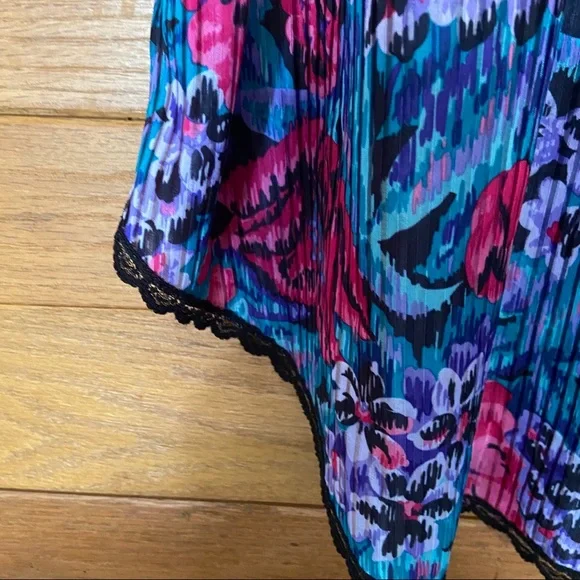 Vintage pleated bold floral lace trim slip dress - Picture 5 of 6